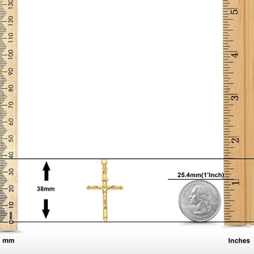 14K Real Religious Crucifix Charm Pendant Yellow Gold 35mmX23mm 1.3grams